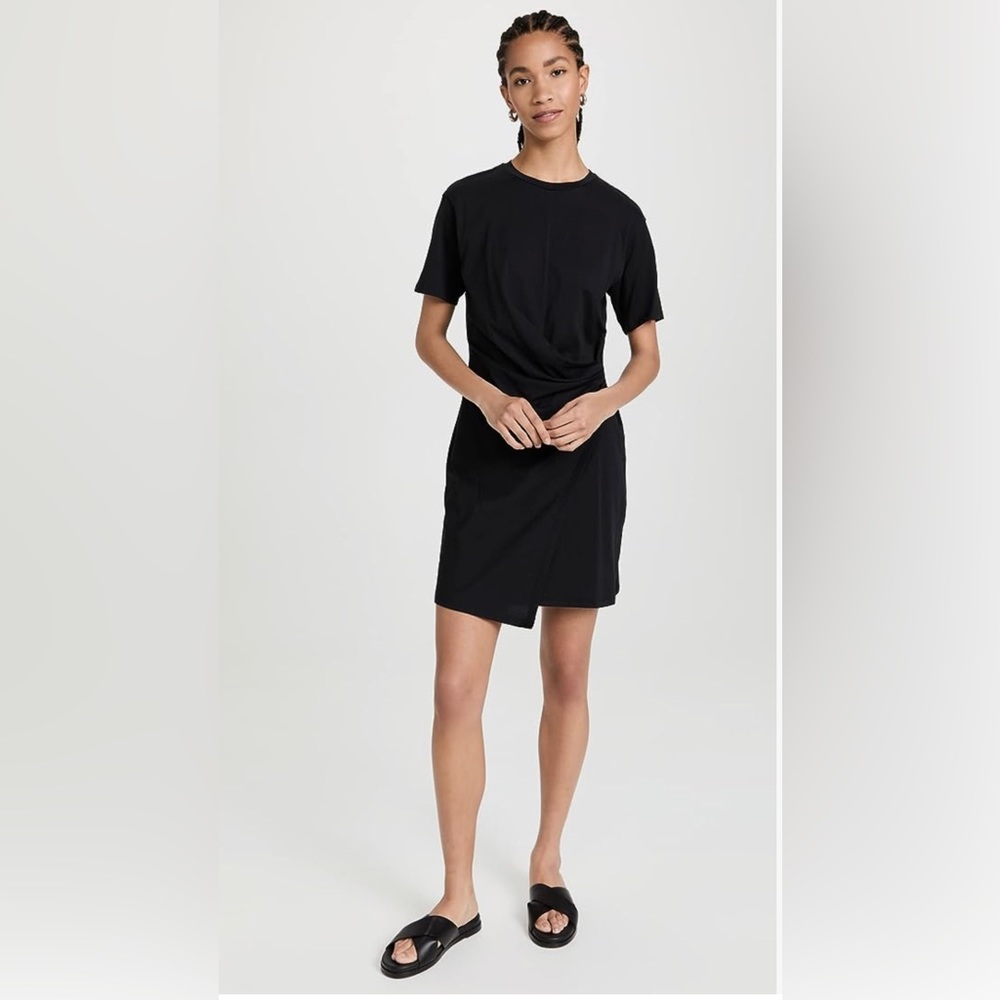 Theory NWT Black SS Drape Tee Dress Size P